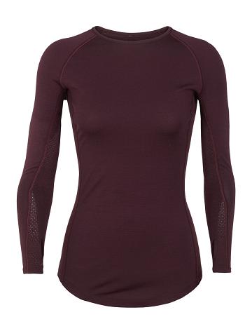 Dámské Base Layers Icebreaker BodyfitZone™ Merino 200 Zone Thermal Long Sleeve Crewe Top Růžové | CZ 1089LISH